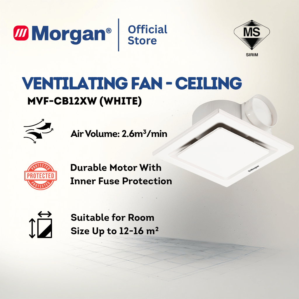 Morgan Ceiling Mounted Ventilation Fan - White MVF-CB12XW