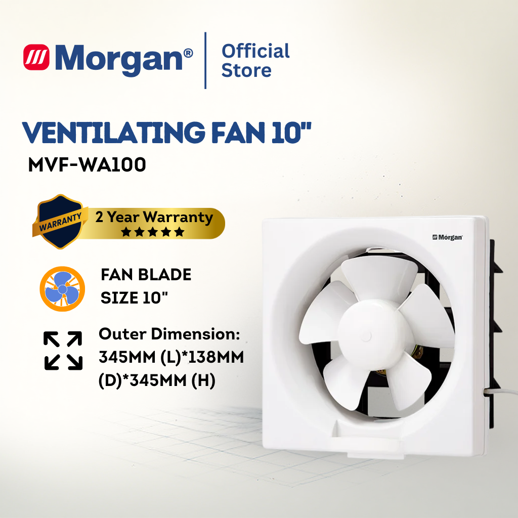 Morgan Low-Noise Wall Mounted Ventilation Fan (8"/10"/12") MVF-WA80/100/120
