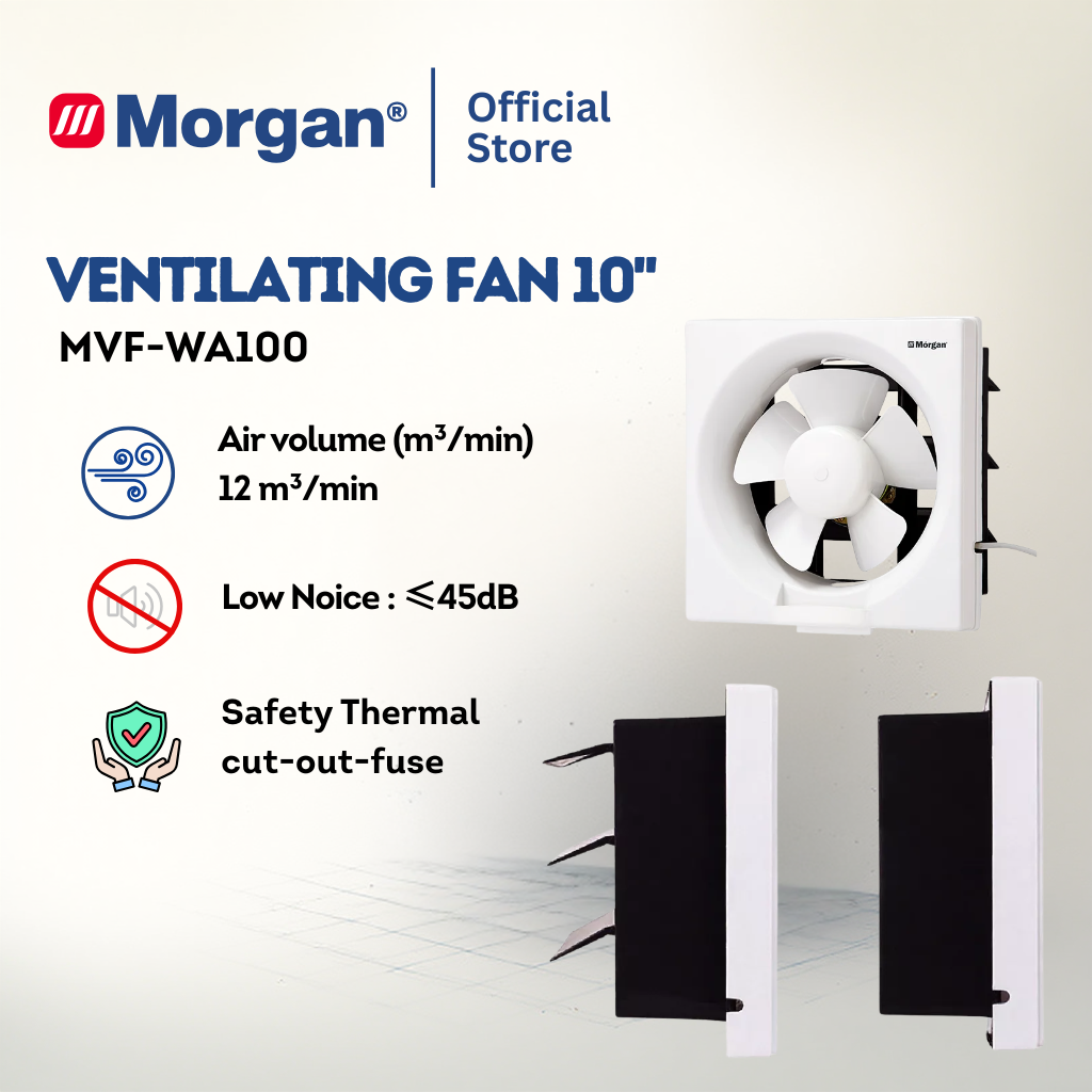 Morgan Low-Noise Wall Mounted Ventilation Fan (8"/10"/12") MVF-WA80/100/120