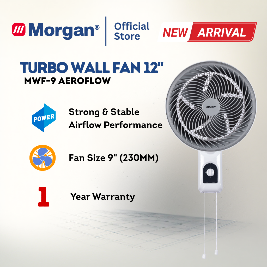 Morgan Turbo Air Circulation Wall Fan (12") MWF-9 AEROFLOW | NEW ARRIVAL