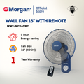 Morgan Wall Mounted Fan with Remote Control (16") MWF-NC169RC
