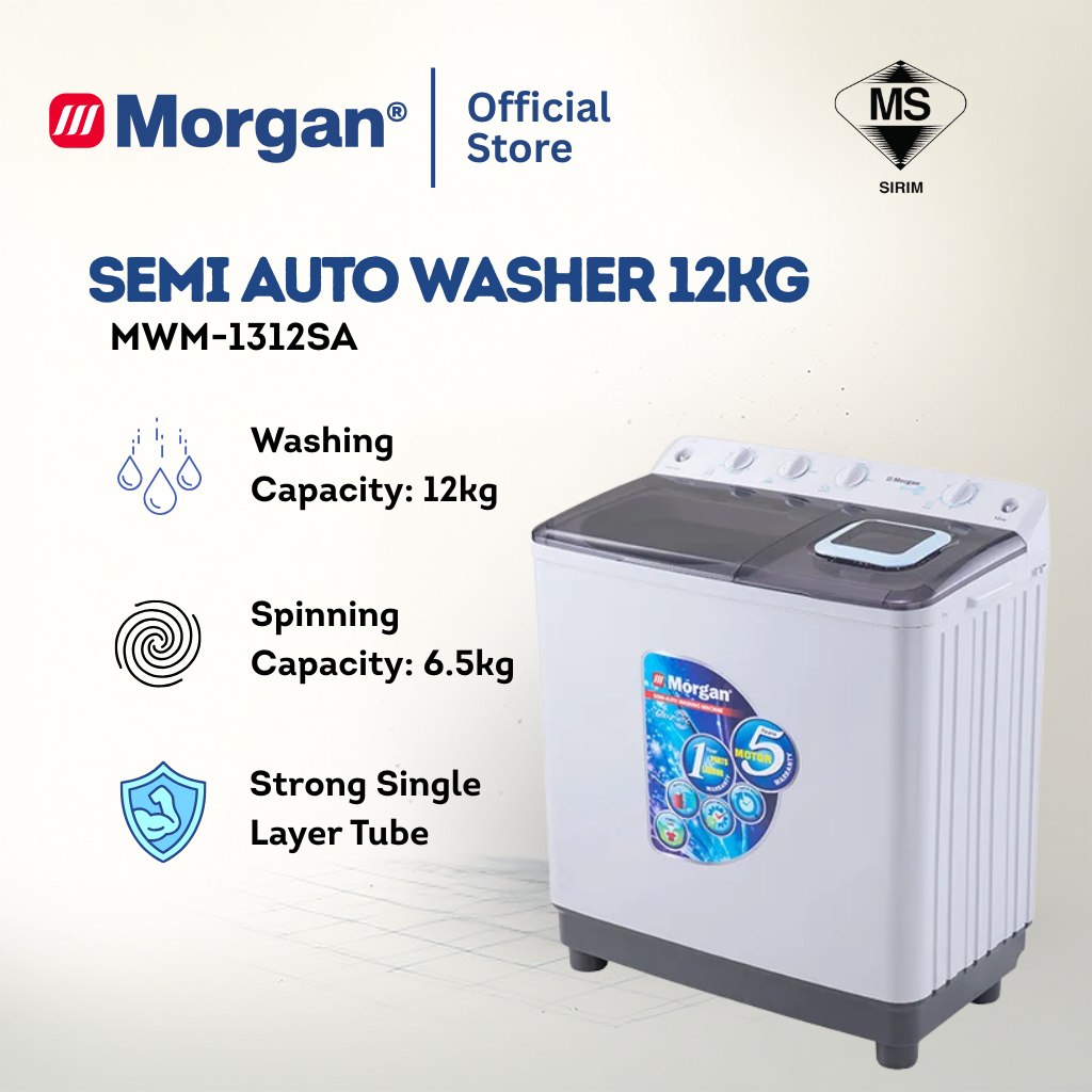 Morgan Semi Auto Washing Machine (12kg) MWM-1312SA