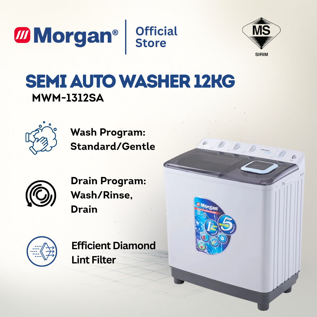 Morgan Semi Auto Washing Machine (12kg) MWM-1312SA