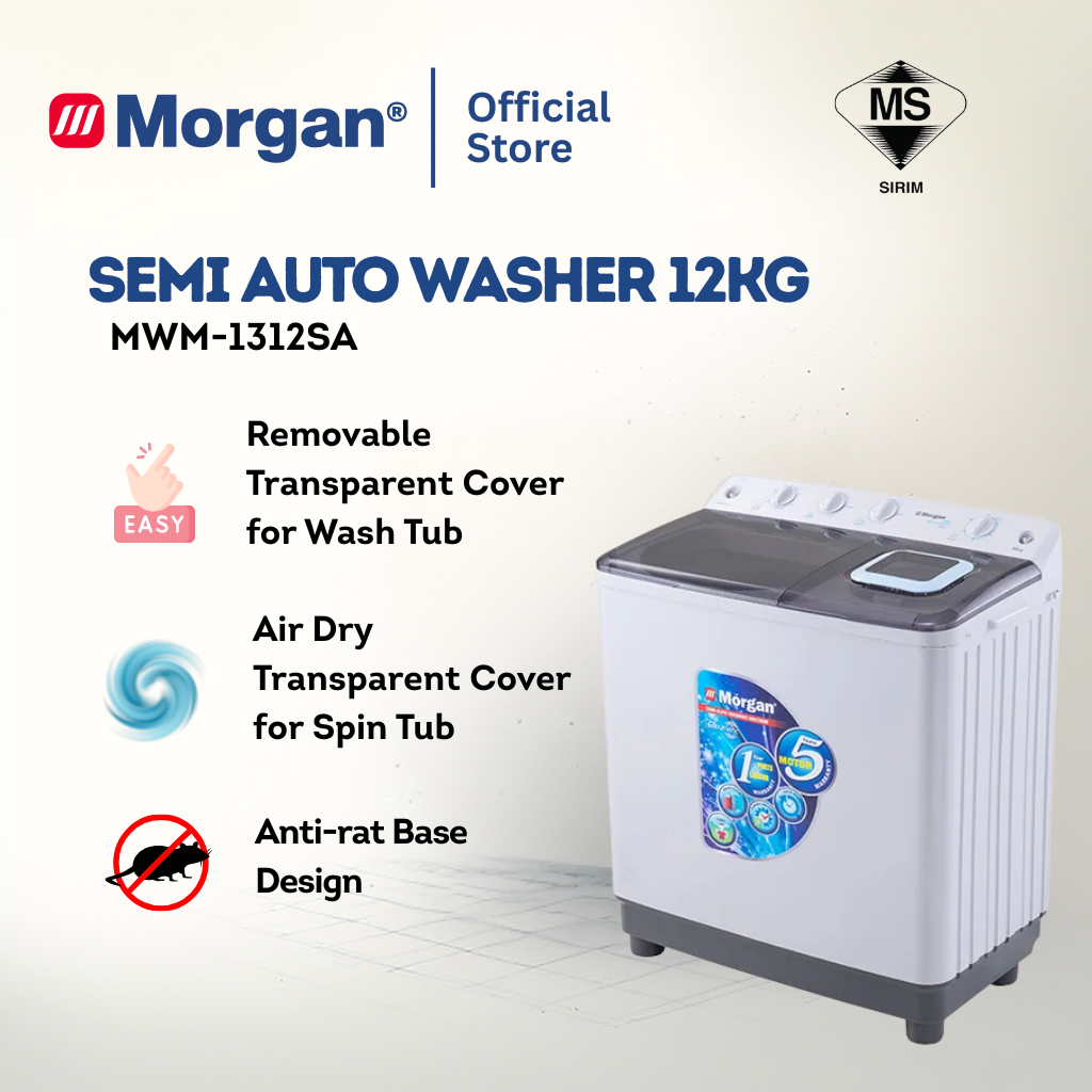 Morgan Semi Auto Washing Machine (12kg) MWM-1312SA
