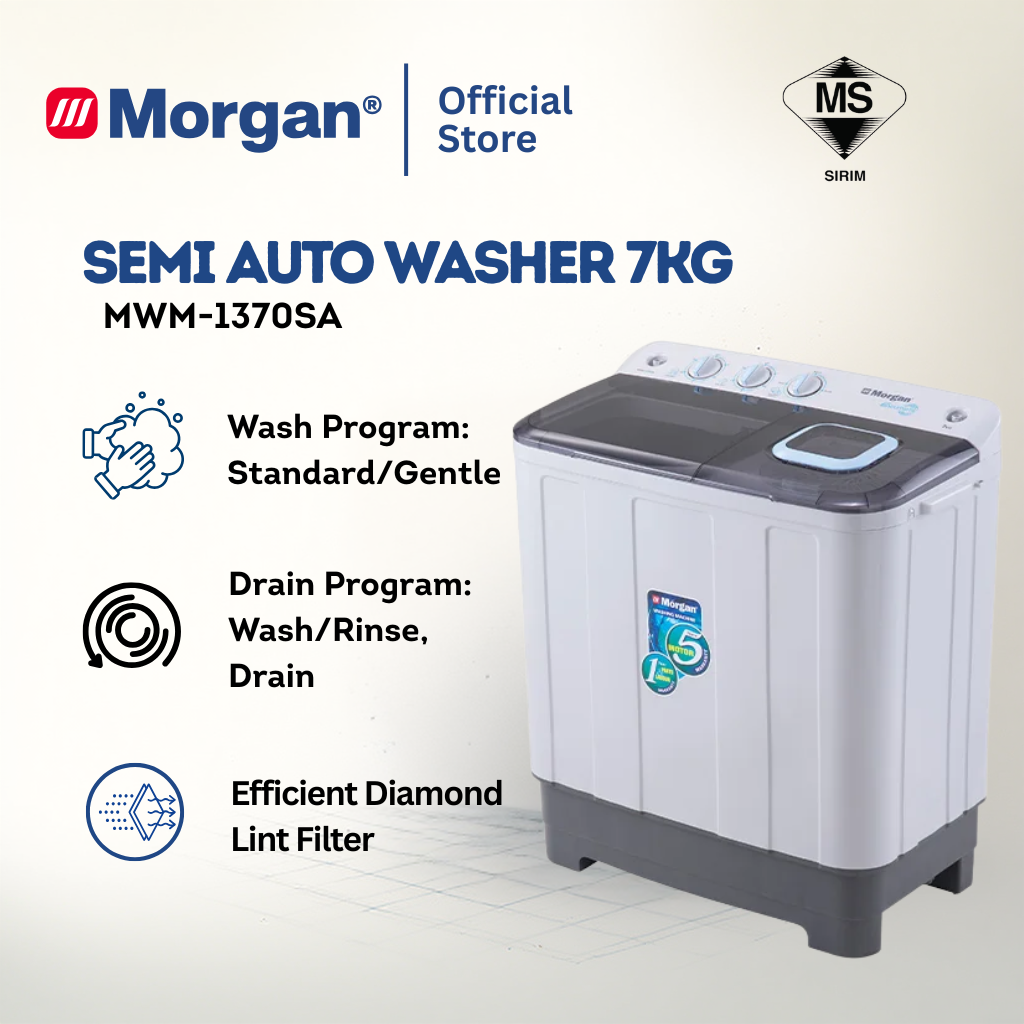 Morgan Semi Auto Washing Machine (7kg) MWM-1370SA