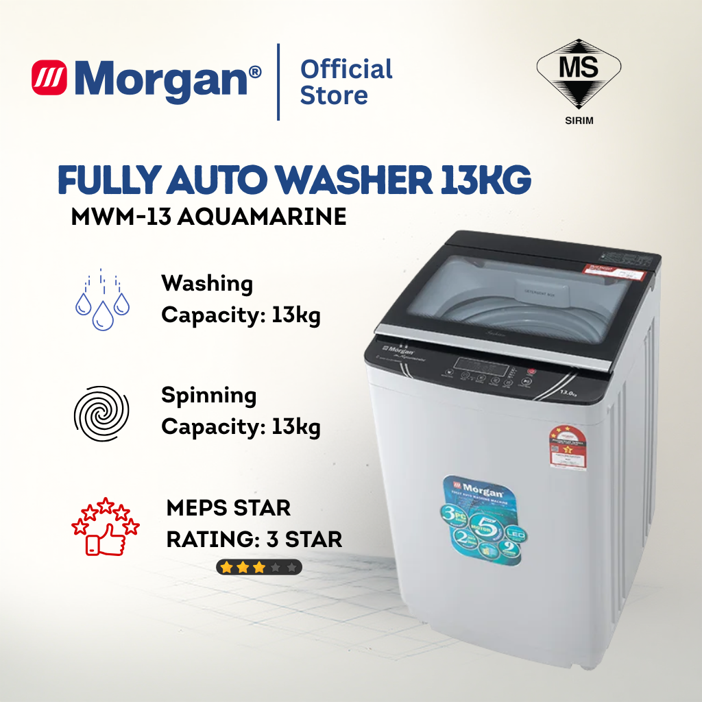 Morgan Fully Auto Washing Machine (13kg) MWM-13 AQUAMARINE