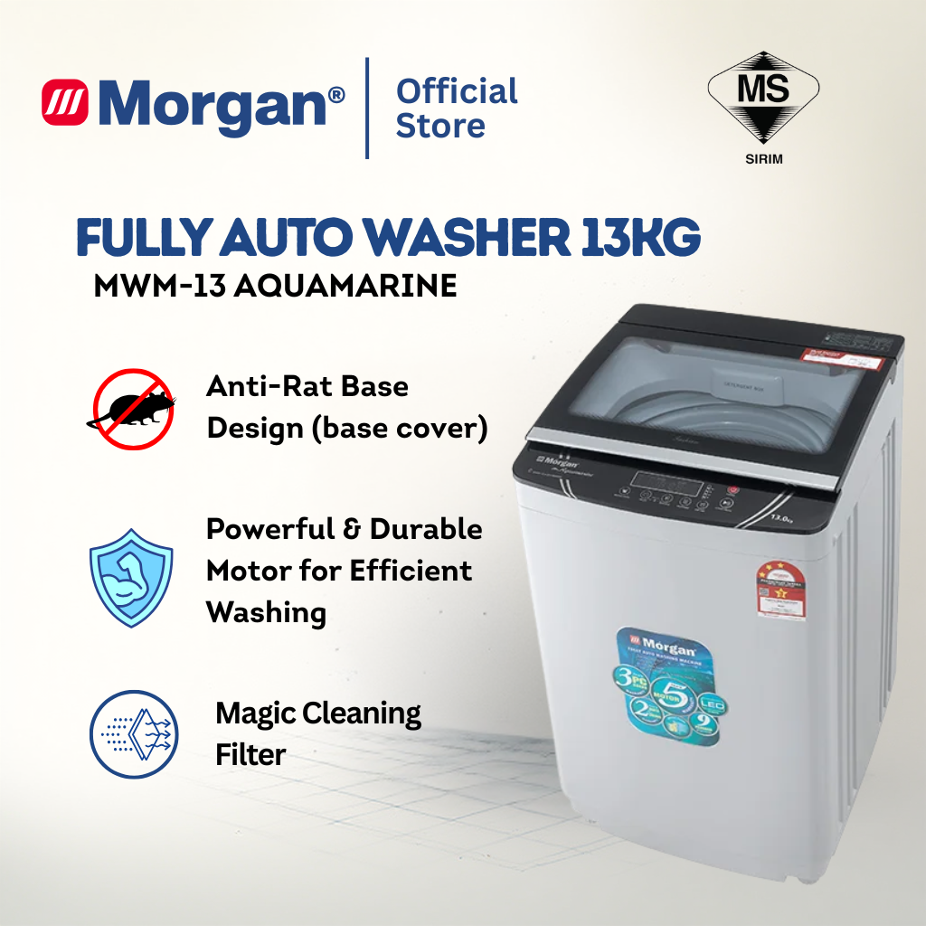 Morgan Fully Auto Washing Machine (13kg) MWM-13 AQUAMARINE
