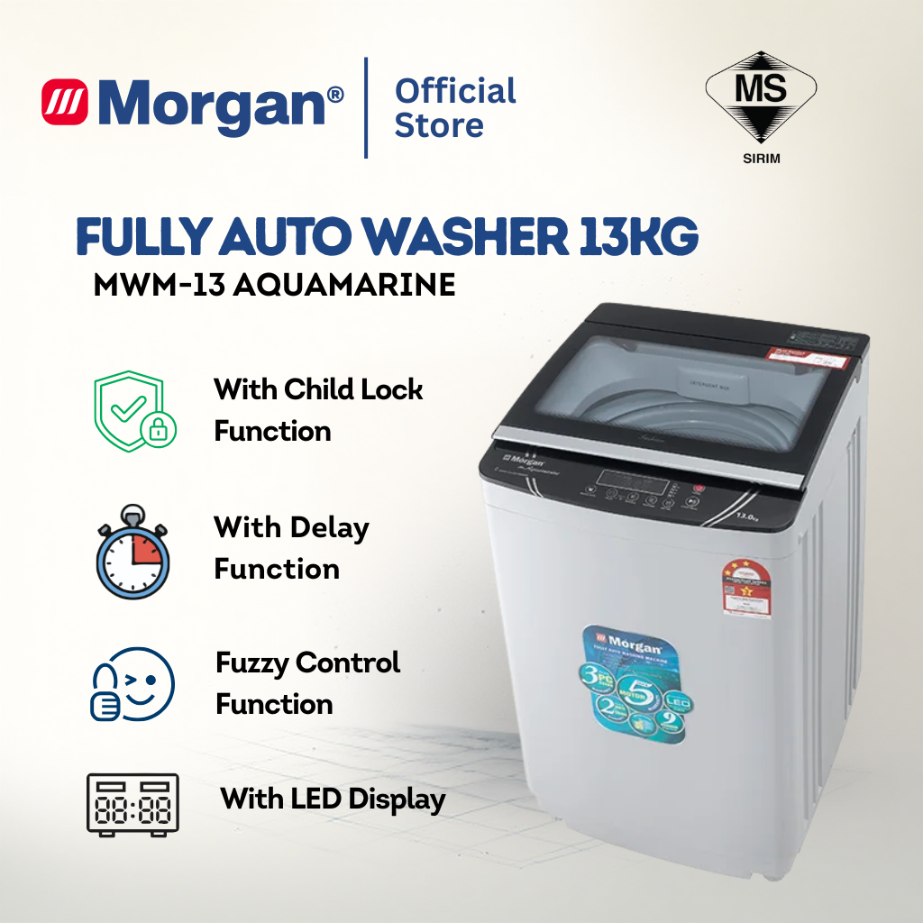 Morgan Fully Auto Washing Machine (13kg) MWM-13 AQUAMARINE