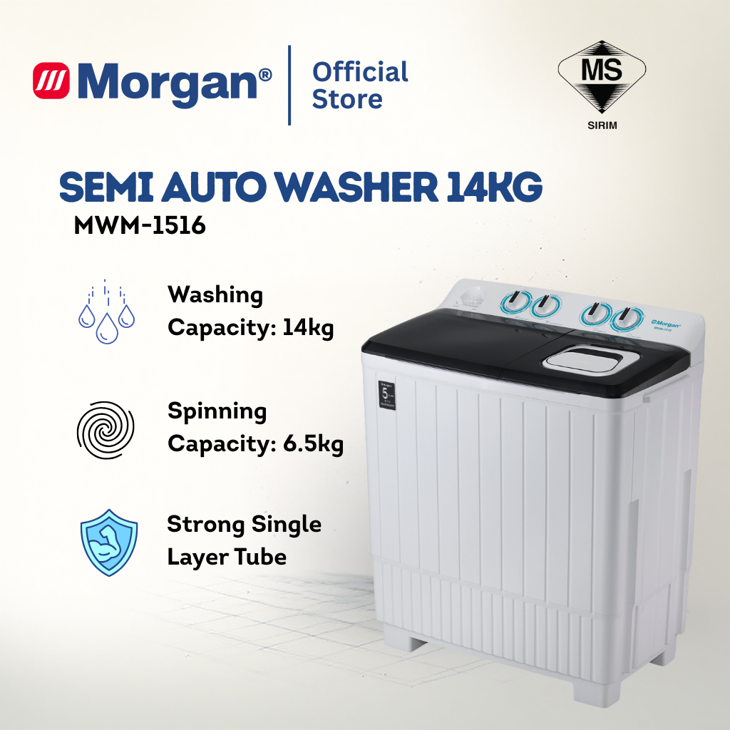 Morgan Semi Auto Washing Machine (14kg) MWM-1516