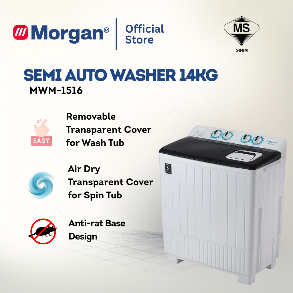 Morgan Semi Auto Washing Machine (14kg) MWM-1516
