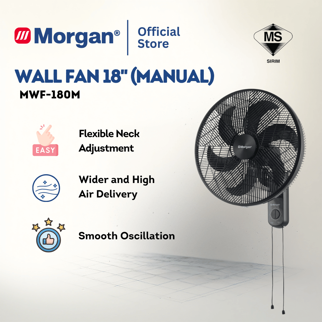 Morgan 6 PP Fan Blade Manual Wall Fan (18") MWF-180M