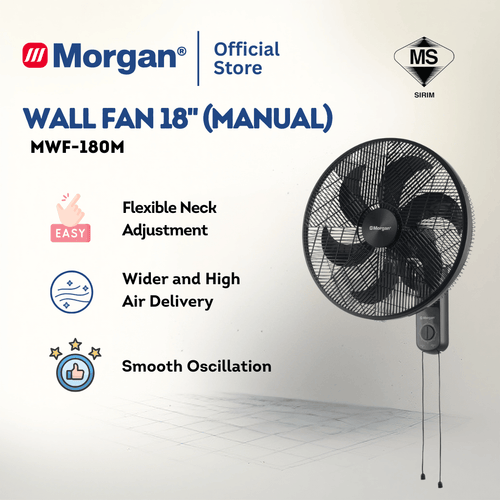 Morgan 6 PP Fan Blade Manual Wall Fan (18") MWF-180M