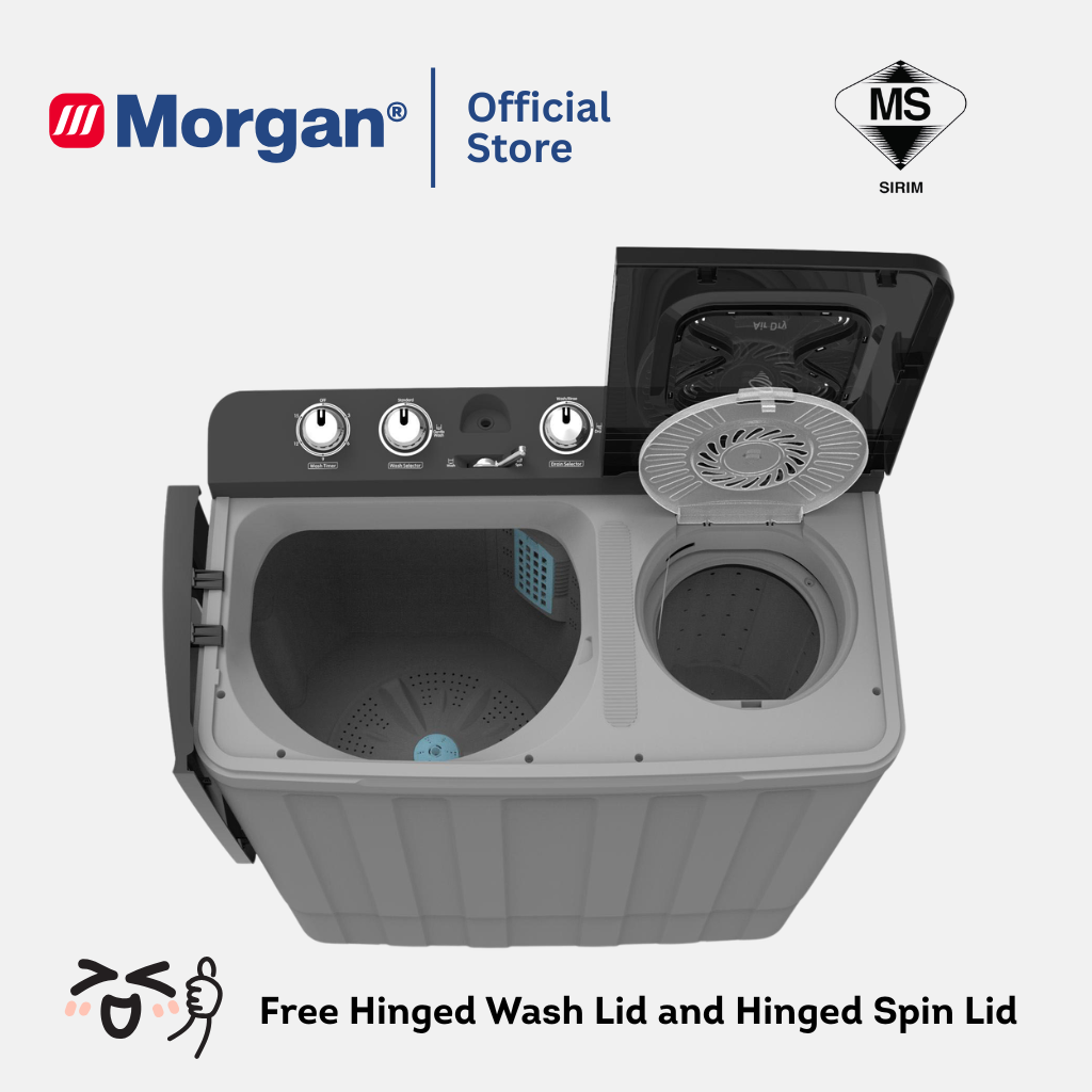 Morgan MWM-SA1514DN Semi Auto Washing Machine 14kg | Washer | Mesin Basuh