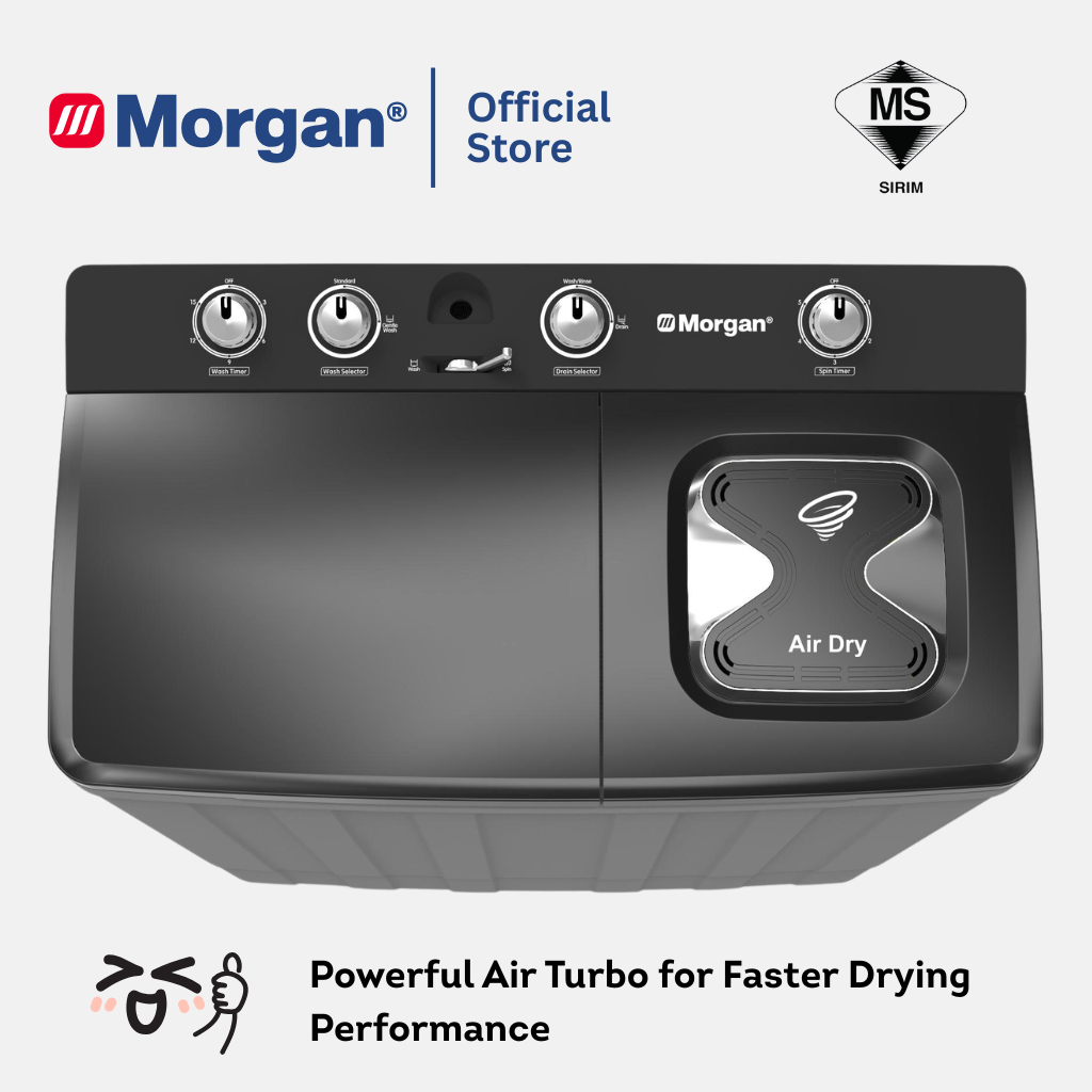 Morgan MWM-SA1514DN Semi Auto Washing Machine 14kg | Washer | Mesin Basuh