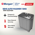Morgan MWM-SA1575DN Semi Auto Washing Machine 7kg | Washer | Mesin Basuh