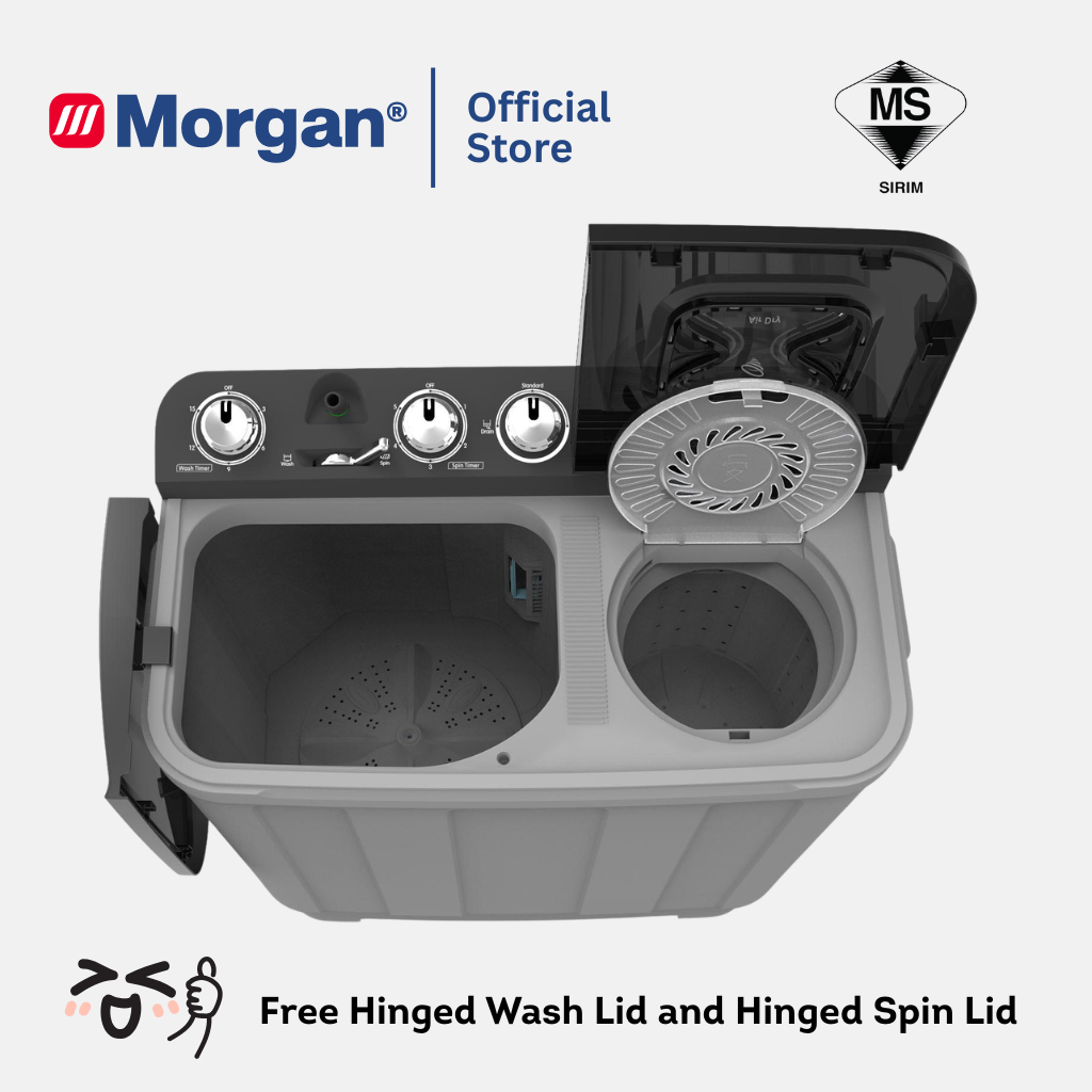 Morgan MWM-SA1575DN Semi Auto Washing Machine 7kg | Washer | Mesin Basuh