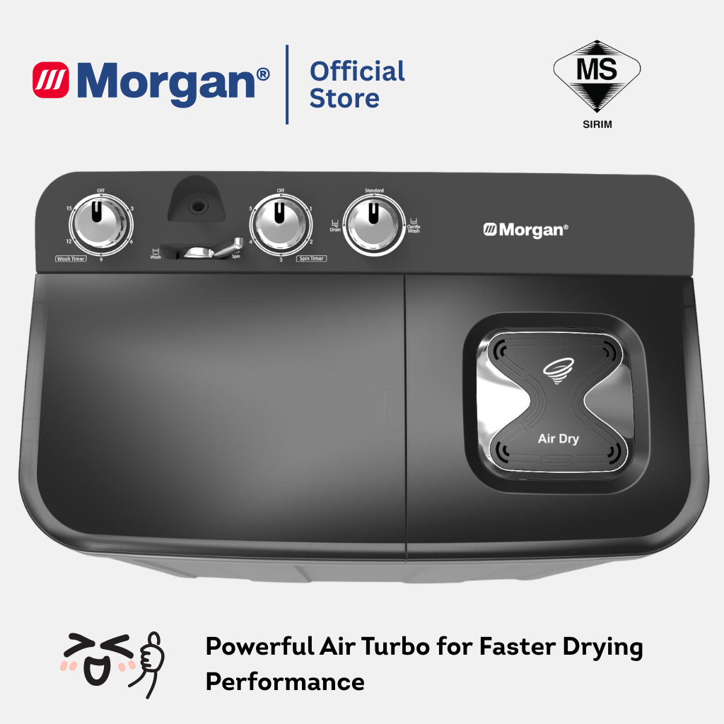 Morgan MWM-SA1575DN Semi Auto Washing Machine 7kg | Washer | Mesin Basuh
