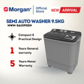 Morgan MWM-SA1595DN Semi Auto Washing Machine 9.5kg | Washer | Mesin Basuh