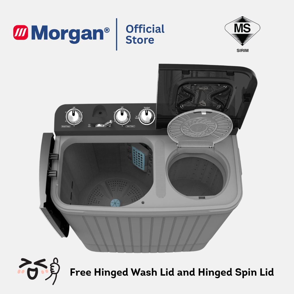 Morgan MWM-SA1595DN Semi Auto Washing Machine 9.5kg | Washer | Mesin Basuh