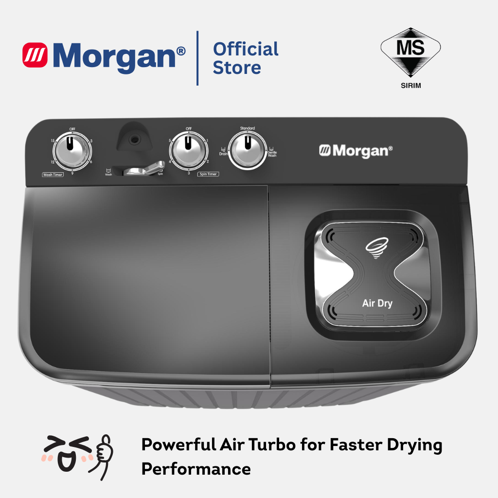 Morgan MWM-SA1595DN Semi Auto Washing Machine 9.5kg | Washer | Mesin Basuh