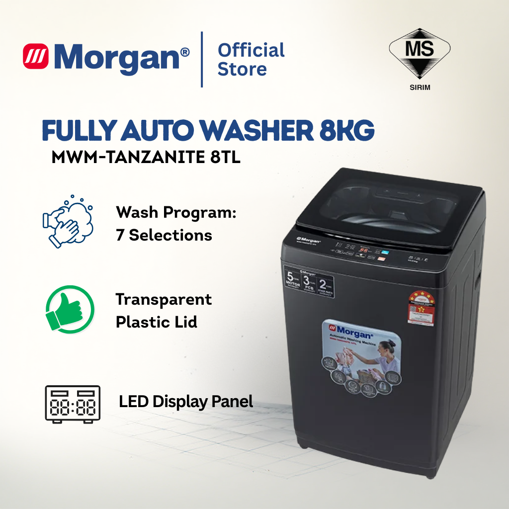 Morgan Fully Auto Washing Machine (8kg) MWM-TANZANITE 8TL