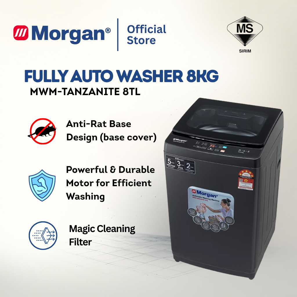 Morgan Fully Auto Washing Machine (8kg) MWM-TANZANITE 8TL